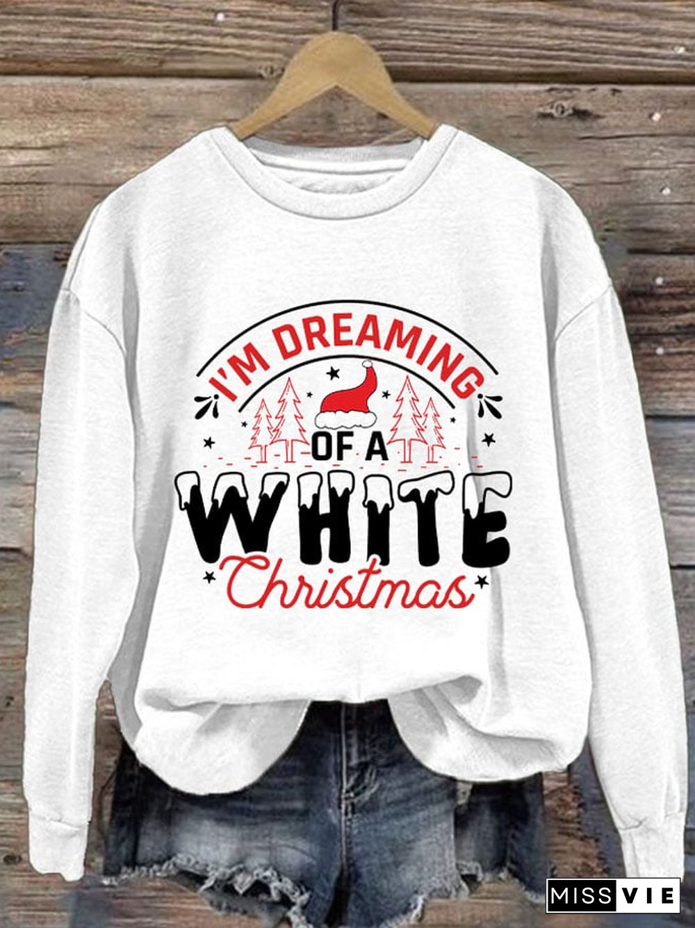 Women's I'm Dreaming Of A White Christmas Print Casual Sweatshirt