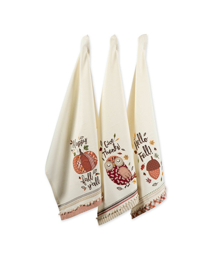 Design Imports Thanksgiving Cozy Picnic Plaid Dishtowel Set of 3