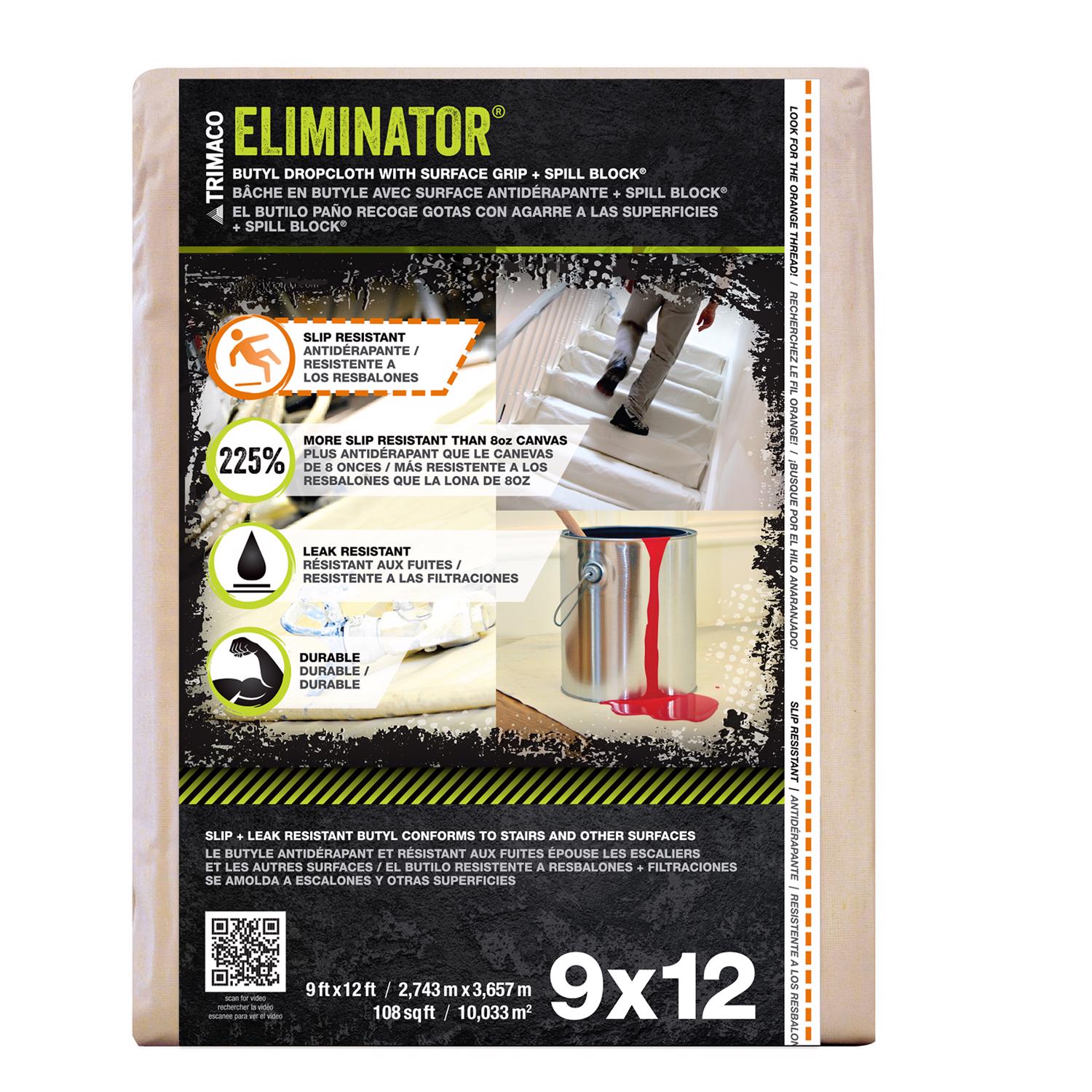 Trimaco Eliminator 9 ft. W X 12 ft. L Butyl Coated Drop Cloth 1 pk