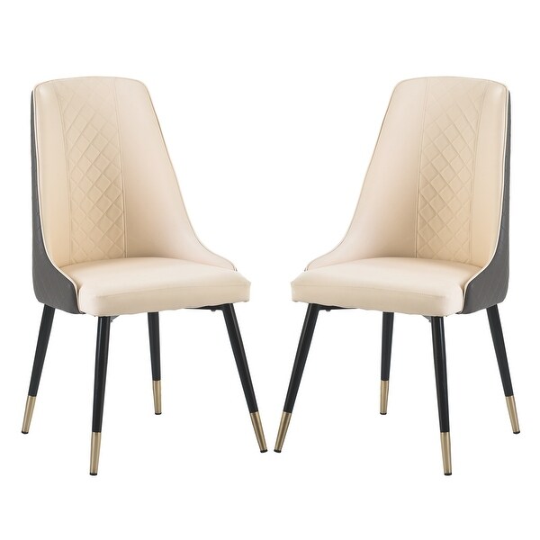 PU Leather Kitchen Dining Chairs Set of 2 with Metal Legs