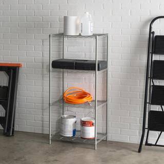 Home Basics Gray 4-Tier Steel Wire Shelving Unit (14 in. W x 47 in. H x 21 in. D) HDC51901