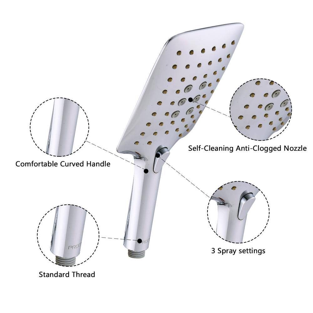 Magic Home 3-Spray Patterns with 2.5 GPM 3.94 in. Wall Mounted Handheld Shower Head in Chrome MMS-HS1302