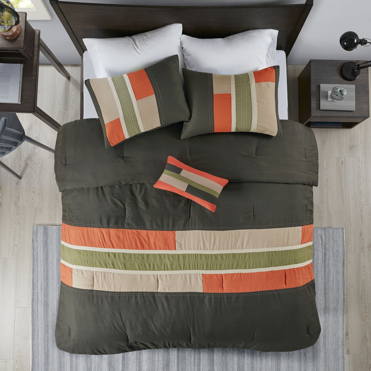 Mi Zone Circuit Block Striped Comforter Set with Throw Pillow