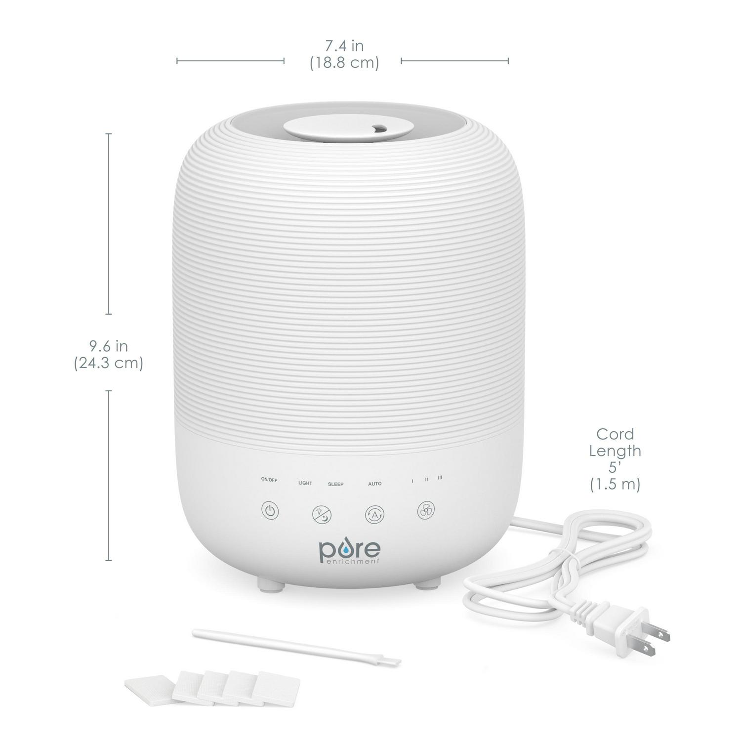 Pure EnrichmentA HUMEa c Sense Top Fill Humidifier -Auto Mode Humidity Sensor， 3 Mist Settings， Patented Magnetic Suspension， Optional Night Light， Optional Aromatherapy， Sleep Mode and Auto Shut-Off