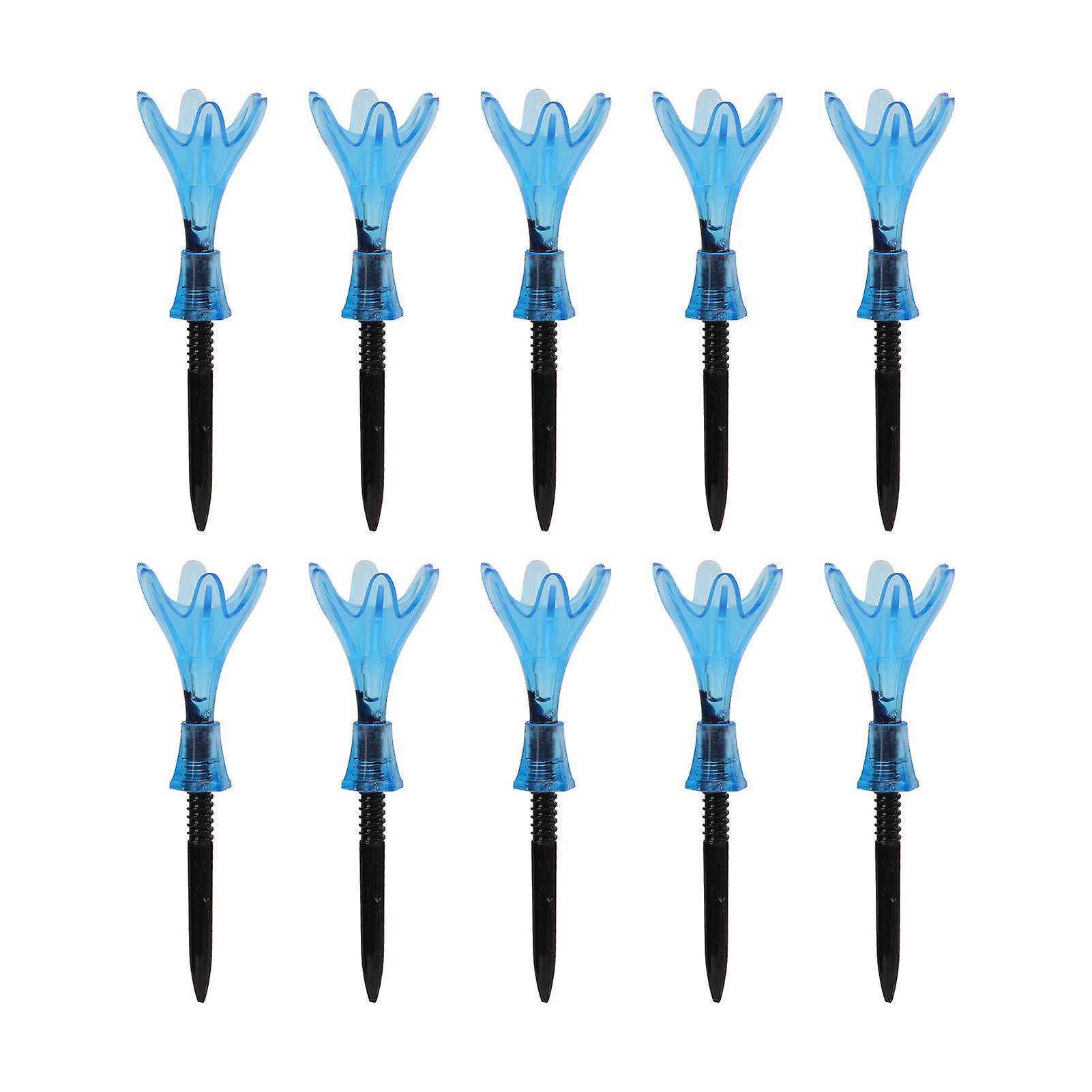 10pcs Plastic Golf Tee Ball Holder Adjustable Height Stable Practice Aids Accessories Gift For Golfertransparent Blue