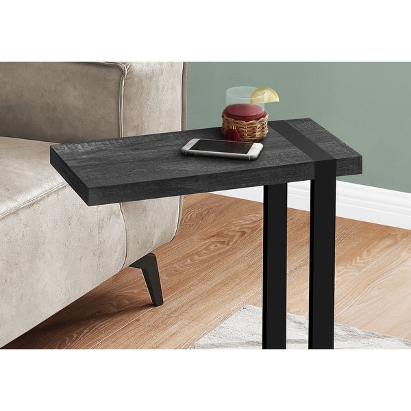 Modern C- Shaped Accent Table Reclaimed Wood-Look / Black Metal - 19.25