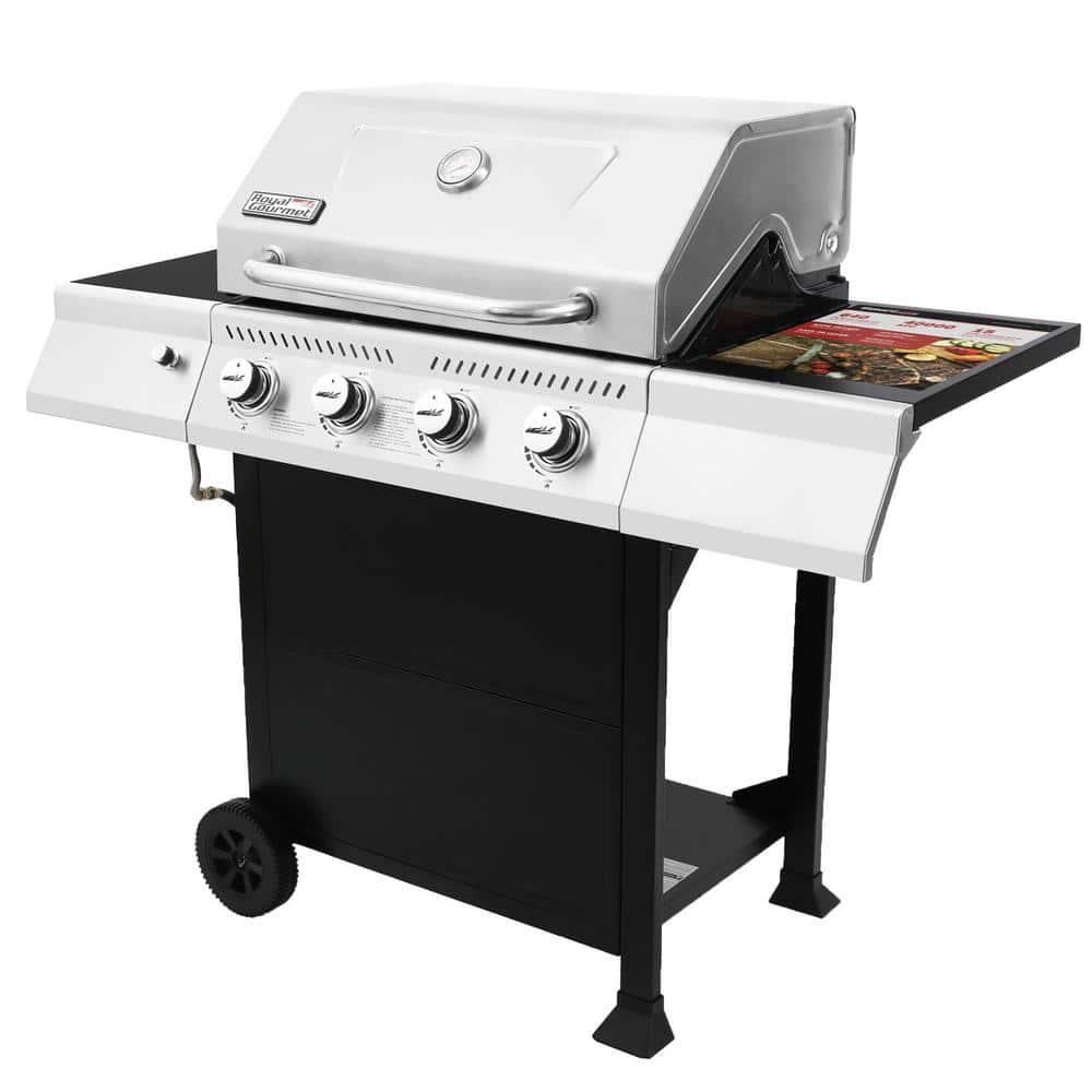 Royal Gourmet Stainless Steel 4Burner BBQ Liquid Propane Gas Grill 40000 BTU Perfect Patio Garden Picnic Backyard Barbecue Grill