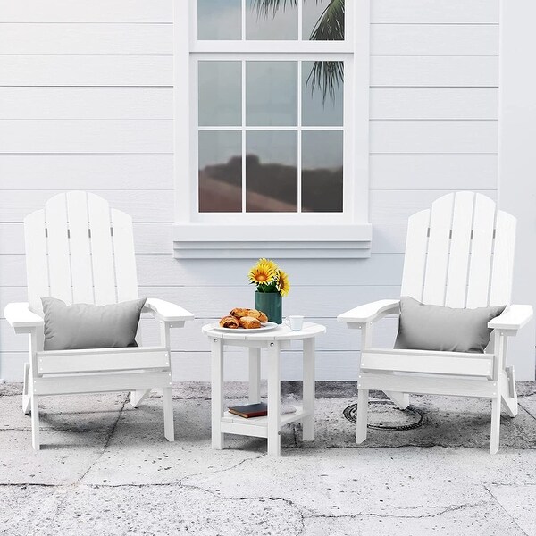 WINSOON 3-Piece All Weather HIPS Outdoor Folding Adirondack Chairs and Table Set - Overstock - 35542035