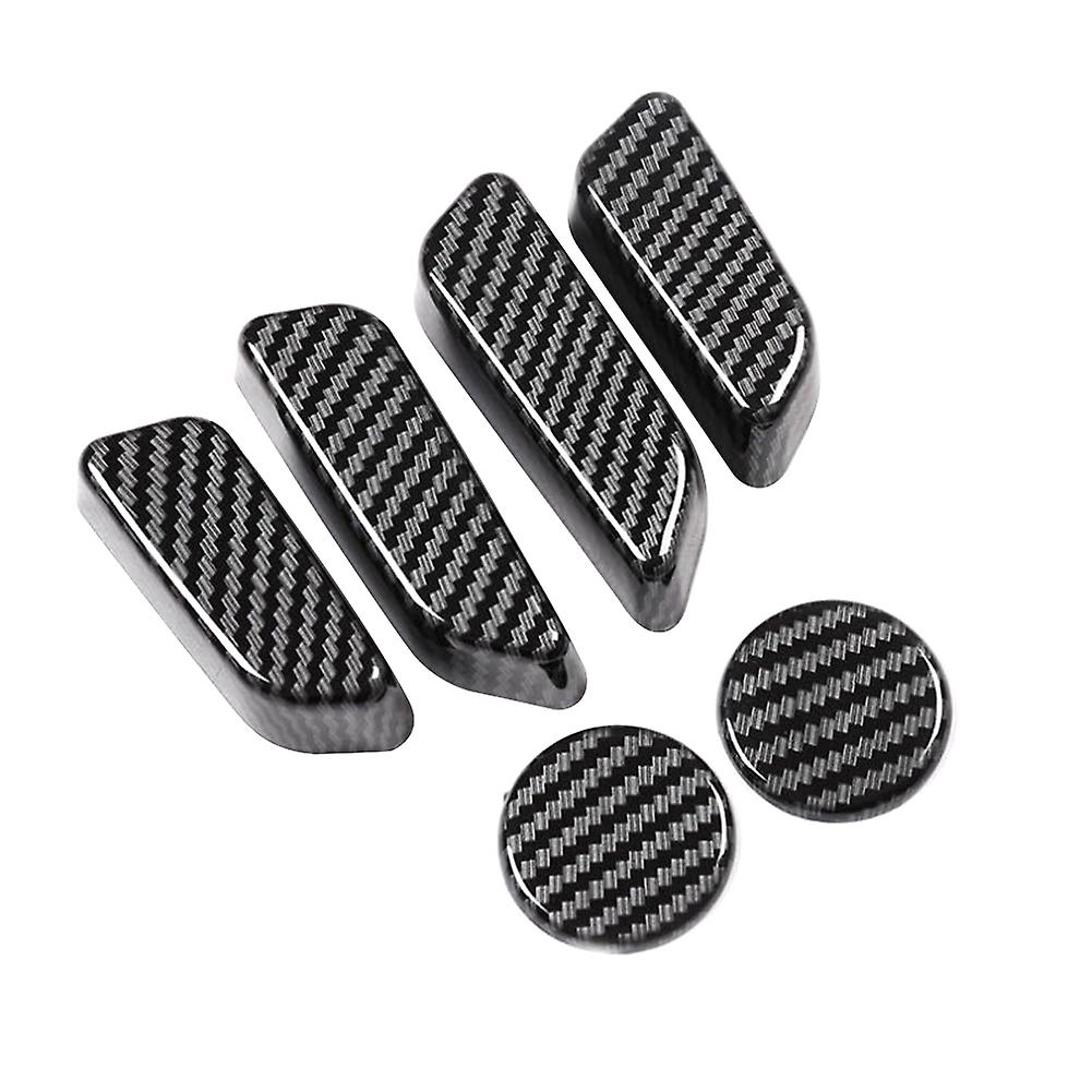 6pcs Seat Adjustment Switches Protective Decorative Stickers Carbon Fiber Pattern Compatible For Tesla Model 3