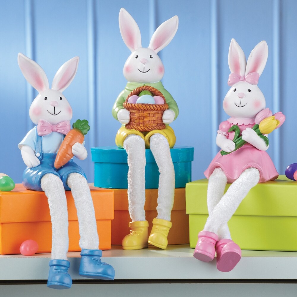 Easter Bunny Decorative Sitters   Set of 3   4.5 x 14 x 3