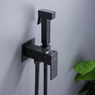 Boyel Living Wall Mount Single-Handle Bidet Faucet with Handle and Mixer Body in Matte Black SMD-16028B