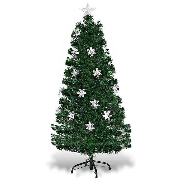 Costway 4FT PreLit Fiber Optic Christmas Tree Multicolor Lights