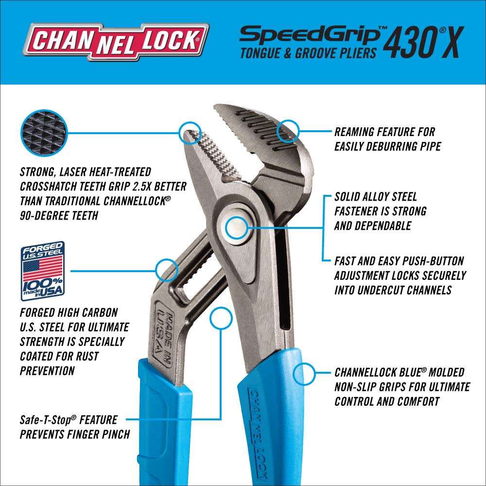 Channellock SpeedGrip Straight Jaw Tongue and Groove Pliers 10