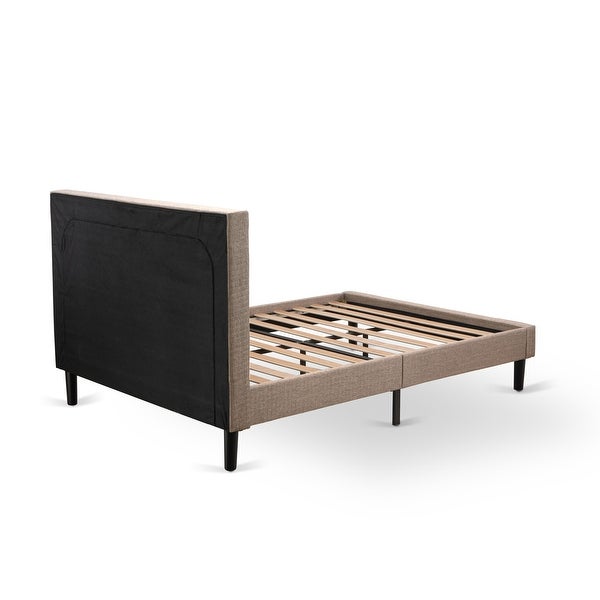 East West Furniture Full Bed Set - Platform Bed - Dark Khaki Headboard with 1 Wood Night Stand - (End Table Finish Option) - - 33772183