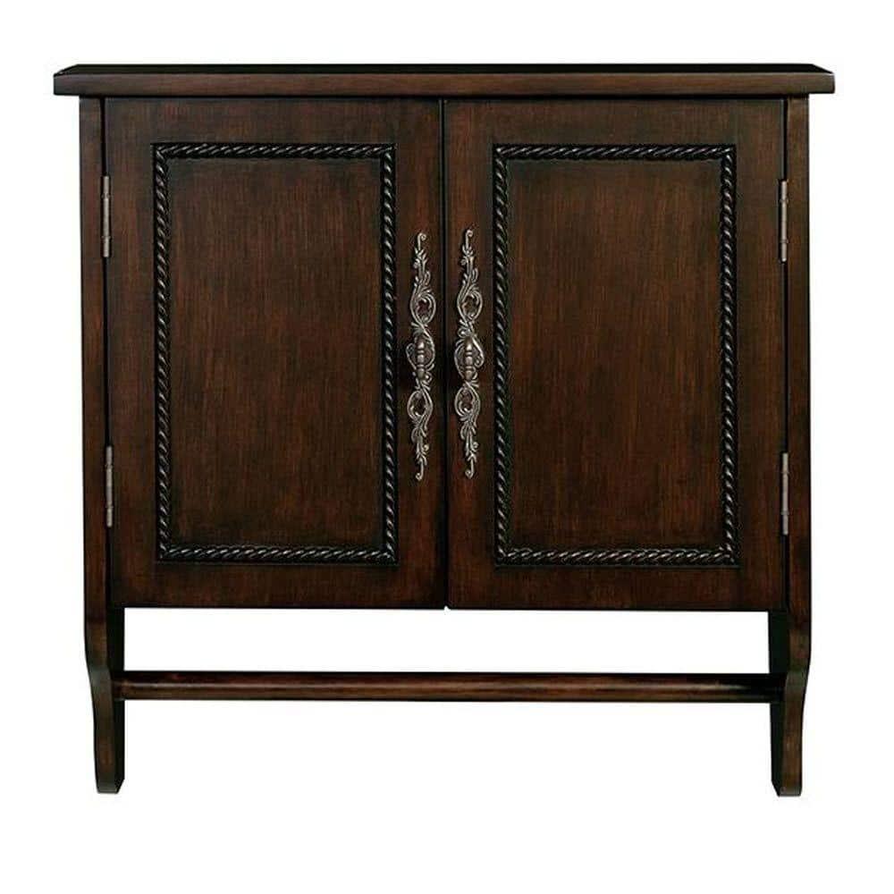 Home Decorators Collection Chelsea 24 in W x 24 in H x 8 in D Bathroom Storage Wall Cabinet with Towel Bar in Antique Cherry