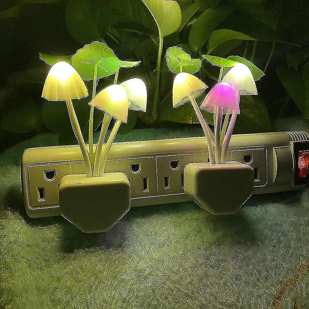 2 Pack Plug In Led Mushroom Night Light Lamp With Dusk To Dawn Sensor Cut Color Changing Bed Nightlight Led Wall Light