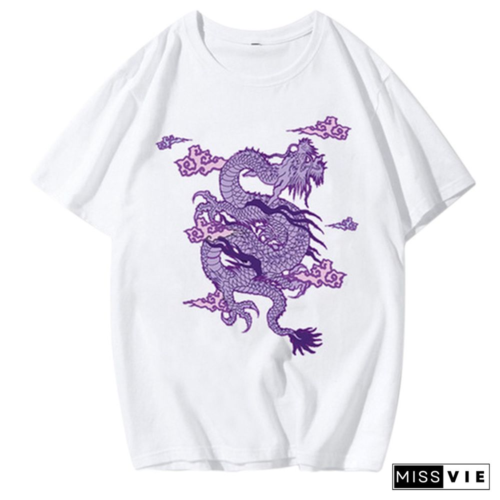 Unisex Men Women Dragon Print T-Shirt Plus Size Short Sleeve Casual Shirt Streetwear Hip Hop Tops Harajuku Ladies Summer Tee