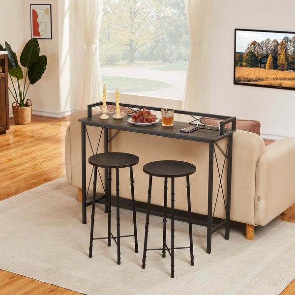 Console Table with 2 Outlet and 2 USB Ports，Entryway Table Narrow Charging Station Sofa Table