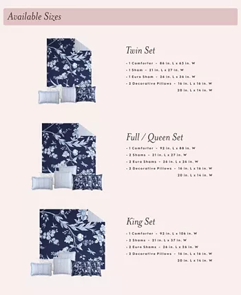 Laura Ashley Branch Toile Cotton Reversible 7 Piece Comforter Set， Full Queen