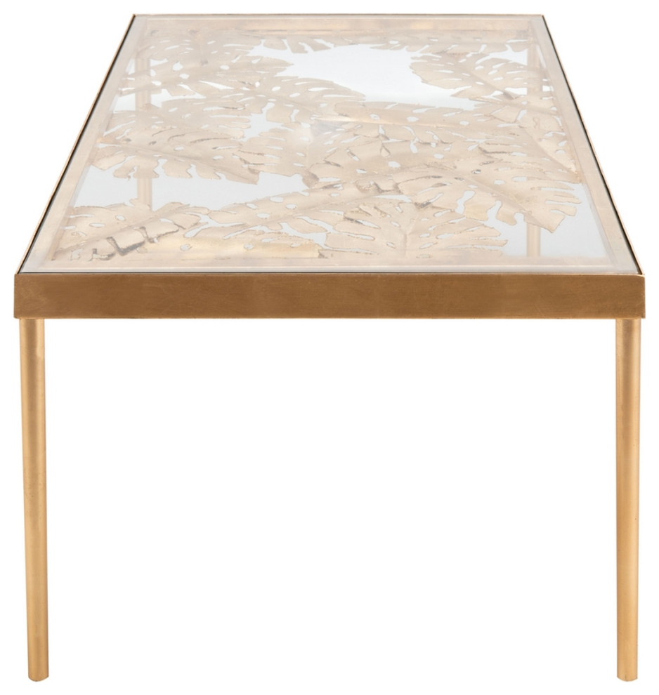 Liam Palm Leaf Coffee Table Gold Leaf   Tropical   Coffee Tables   by Peachtree Fine Furniture  Houzz