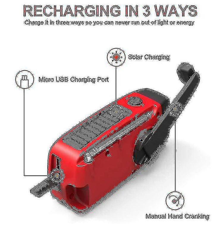 Emergency Solar Radio Hand Crank Weather Radio With Led Flashlight Phone Power Bank Charger