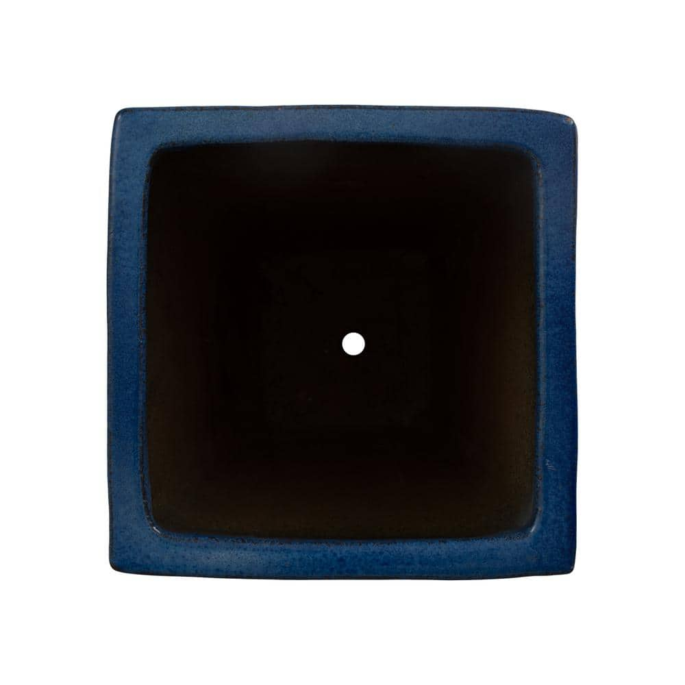 Emissary 13 in. L x 25 in. H Blue Snow Ceramic Square Planter with High-fire Treatment 05343BS-2