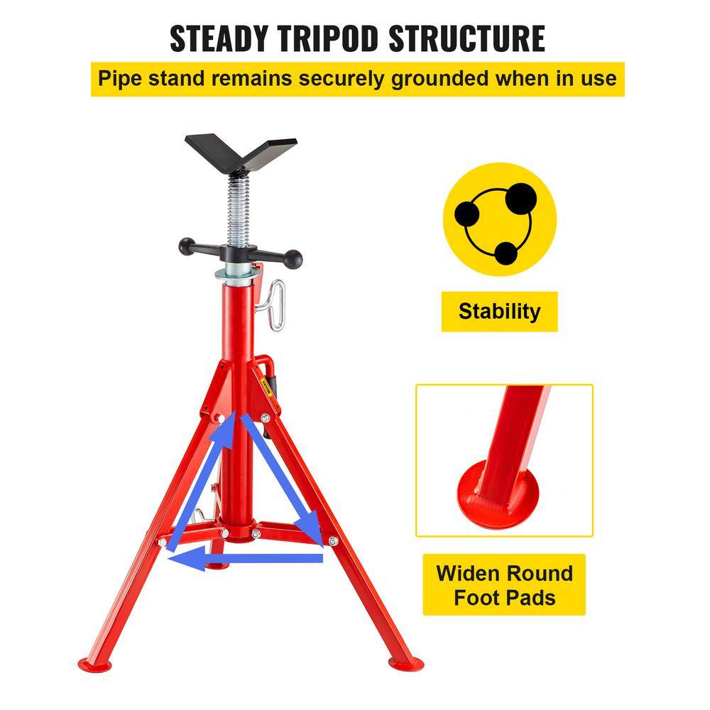 VEVOR V Head Pipe Stand Adjustable Height 28 in. to 52 in. 2500 lbs. Pipe Jack Stand 18 to 12 in. Welding Pipe Stand GJ1107GJ000000001V0