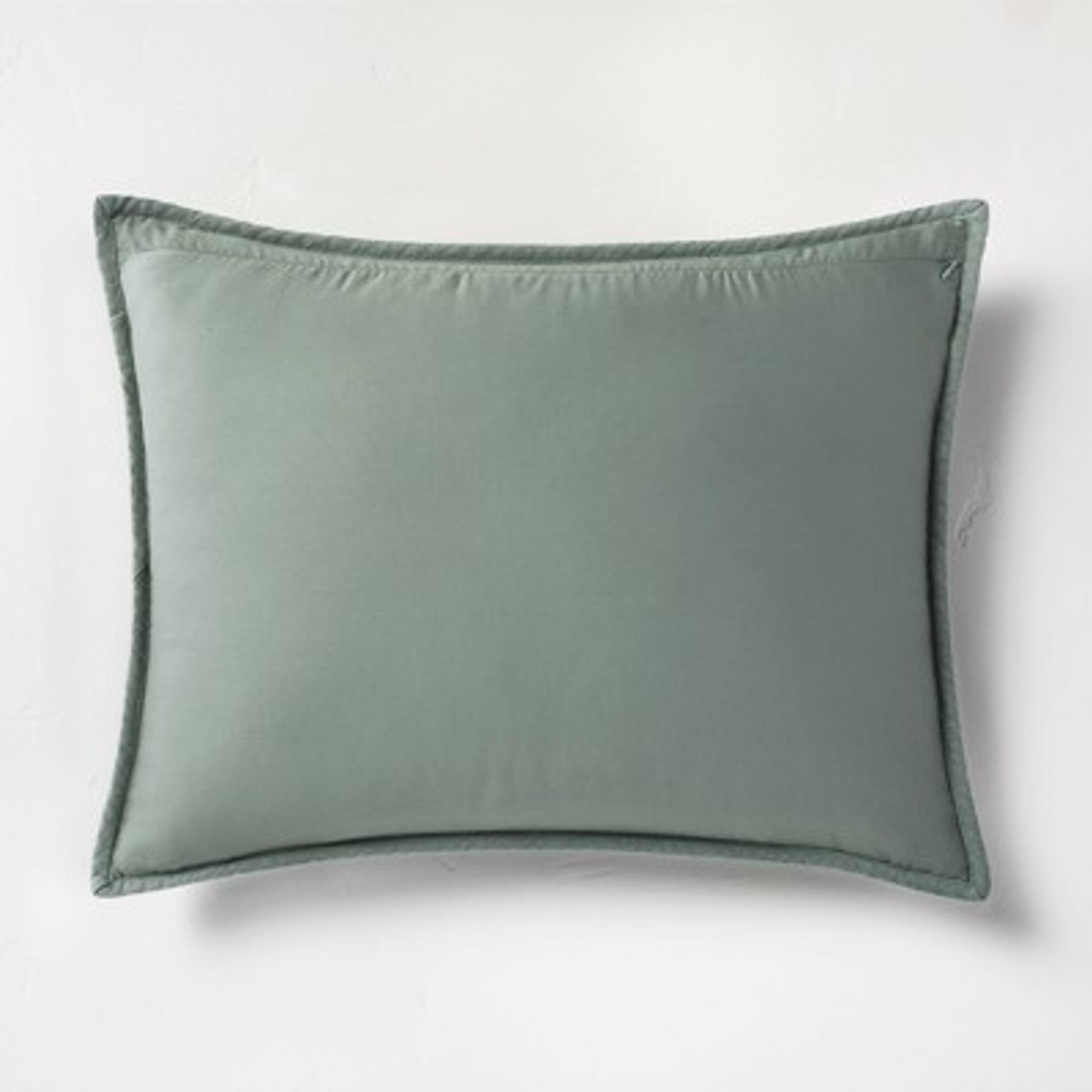 Standard Heavyweight Linen Blend Quilt Pillow Sham Sage Green - Casaluna