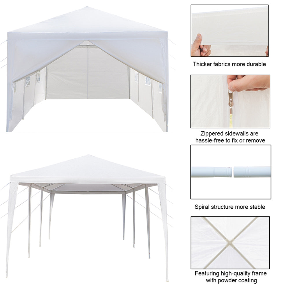 10'x30' 8 Sides Gazebo Canopy Outdoor Party Wedding Waterproof Tent， ZPL White Backyard Tent(Two Doors)