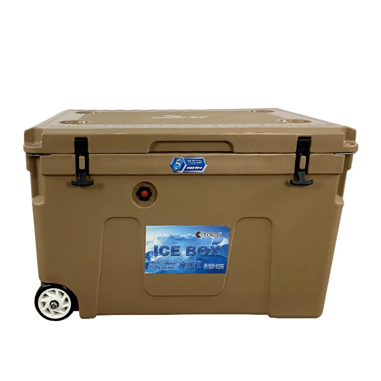 TOLEE Large 70L Plastic Outdoor Strong Hiking Camping Cooler Box Medical Vaccine Blood Carrier Cooler Box with Wheel and Handle