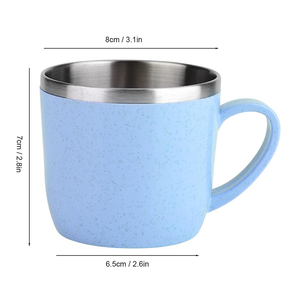 Stainless Steel Wheat Straw Cup Thermal Flasks Insulation Water Coffee Juice Milk Mug(blue)