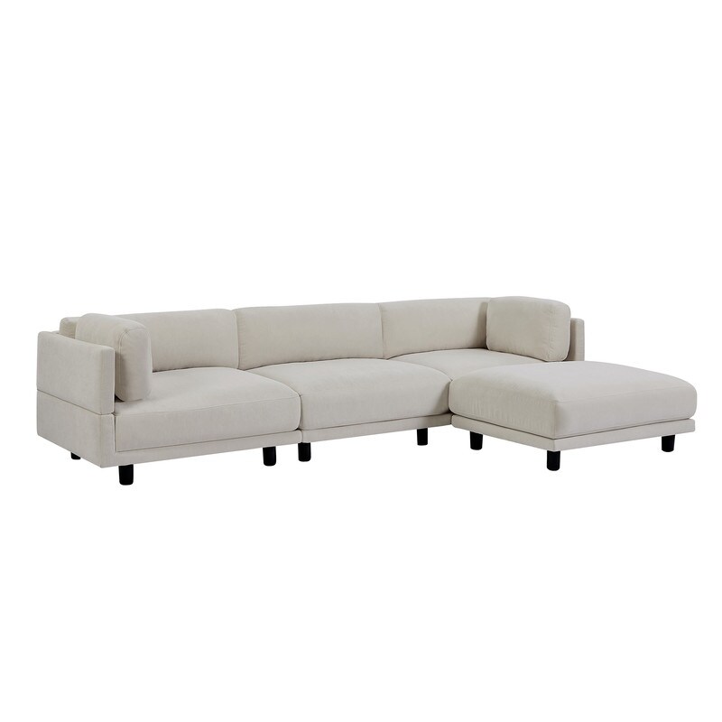 Convertible Sectional Sofa  L Shaped Comfort Upholstered Couch with Reversible Chaise  Thick Backrest and Seat Cushions