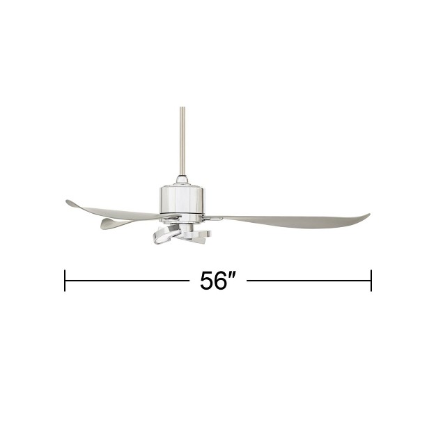 Possini Euro Design Vengeance Modern Indoor Ceiling Fan With Led Light Remote Control Chrome White Diffuser For Living Room Kitchen House Bedroom