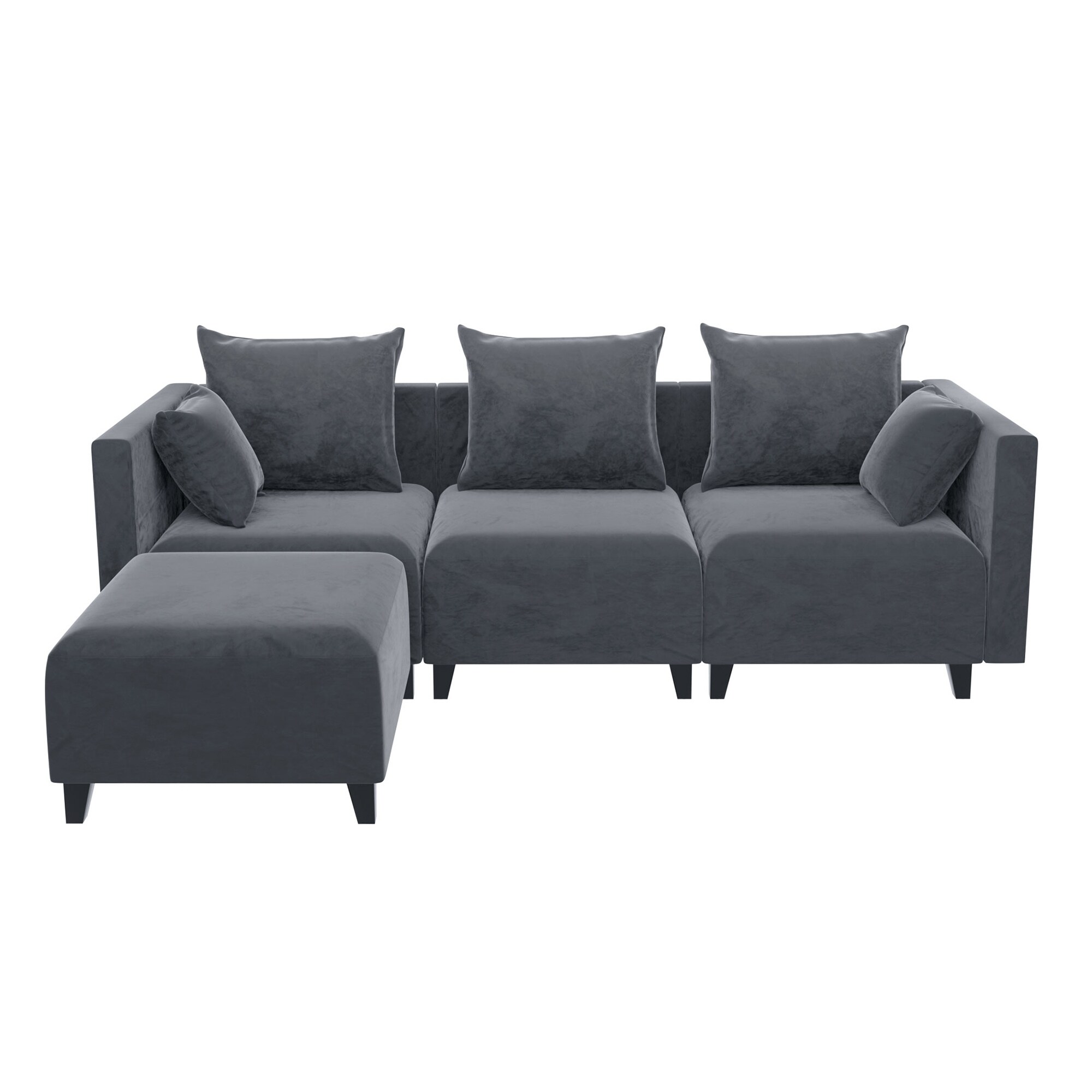 Wrapped In Luxe Velvet， Sectional Sofa Samll L Shape Modular Couch With 6 Pillows For Living Room Durable