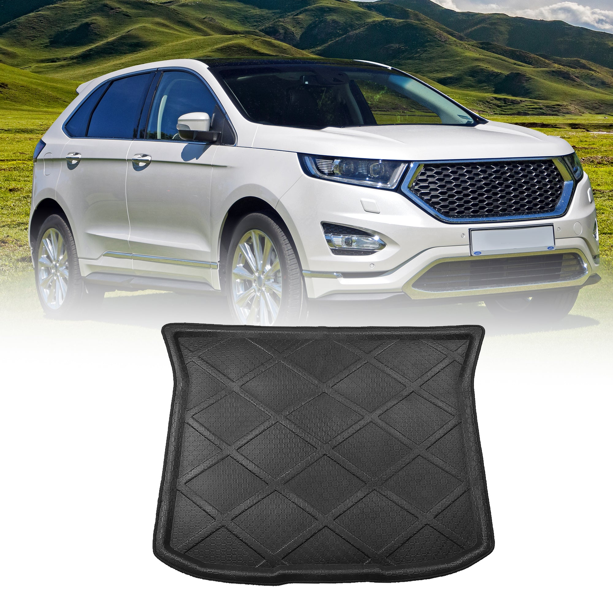 Unique Bargains Black Rear Trunk Tray Boot Liner Cargo Floor Mat Waterproof for Ford Edge 2007-2014