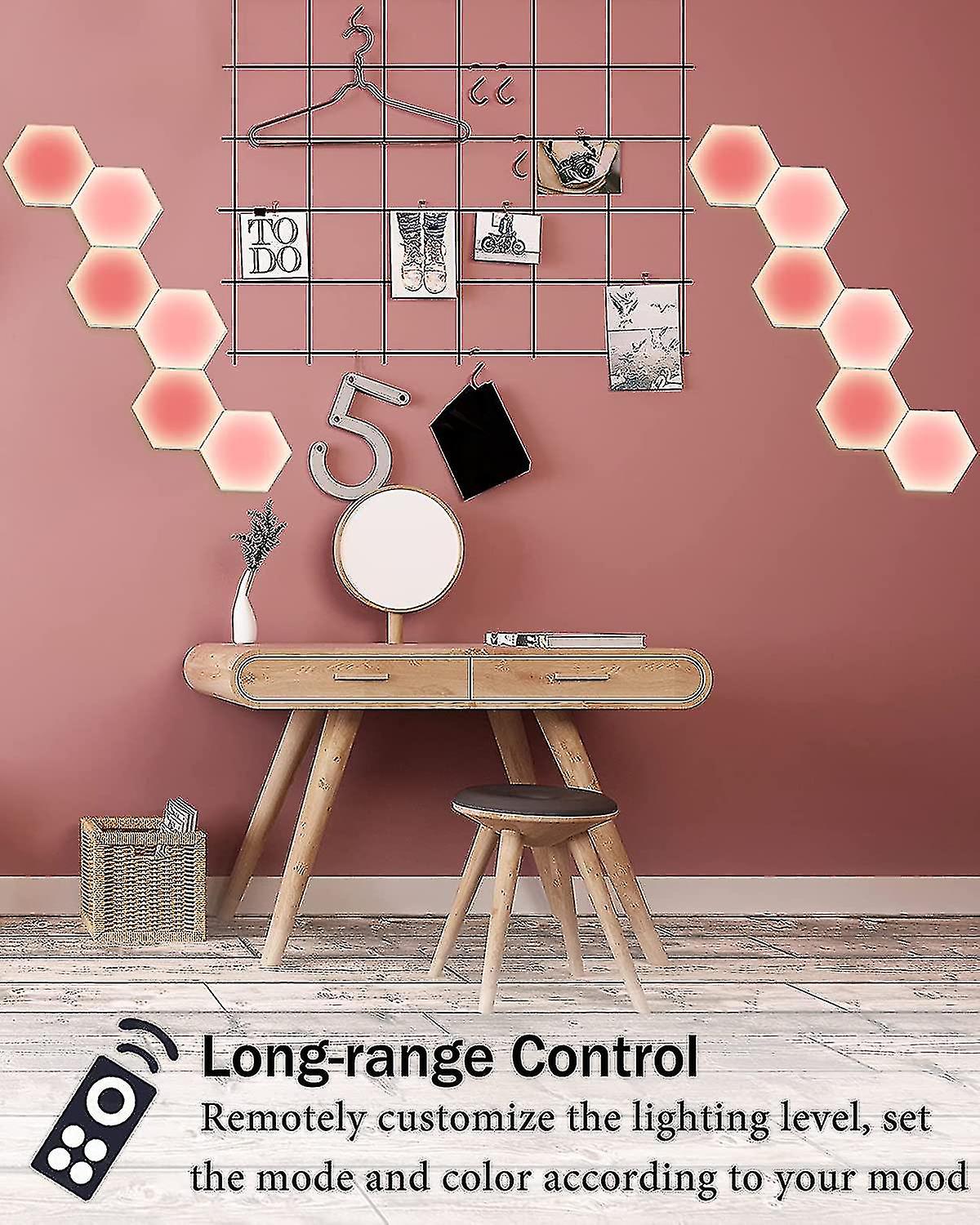 Hexagon Lights With Remote，smart Diy Hexagon Wall Lights， Dual Control Hexagonal Led Light Wall Panels With Usb-power A