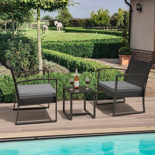 Homall 3 Pieces Outdoor Plastic Bistro Set Patio Conversation Set with Cushion and Table