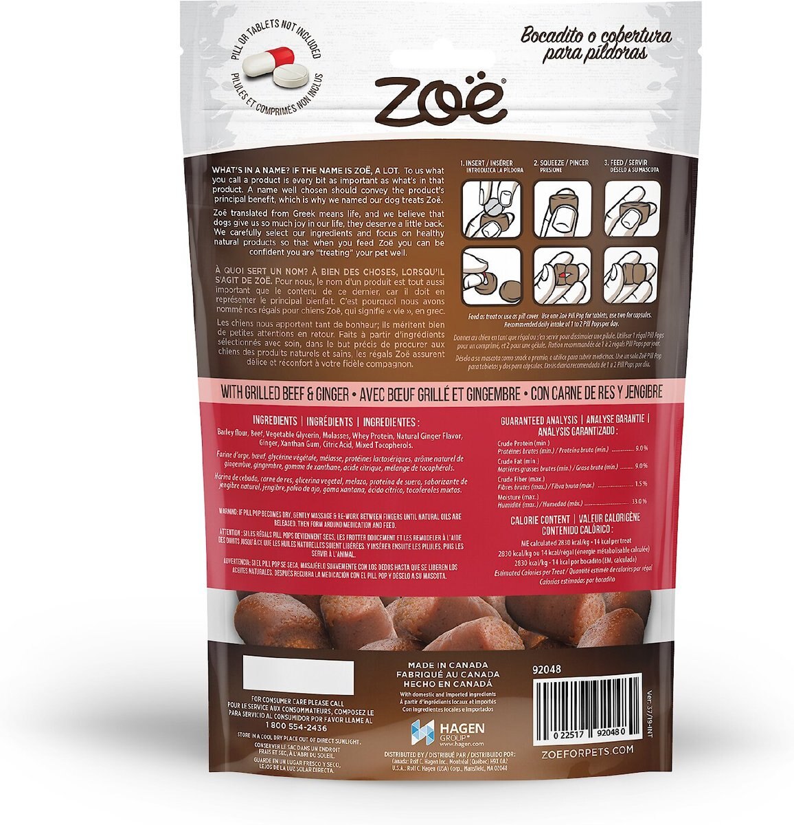 Zoe Pill Pop Grilled Beef with Ginger Dog Treats