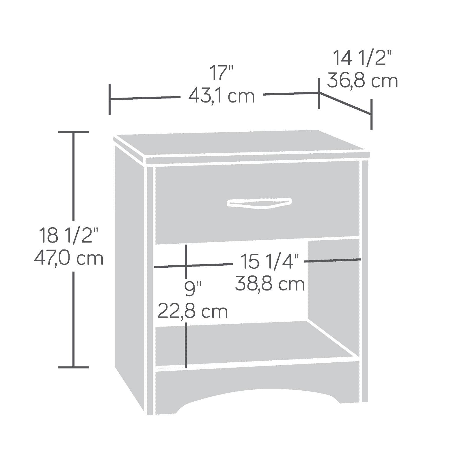 Sauder Beginnings Modern 1-Drawer Nightstand, Soft White Finish