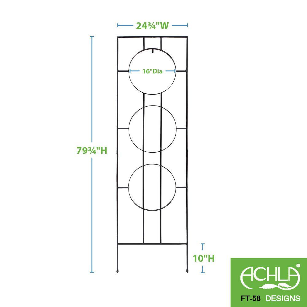 ACHLA DESIGNS Modern Samsara Decorative Garden Trellis 79.75 in. Tall Black Powder Coat Finish FT-58