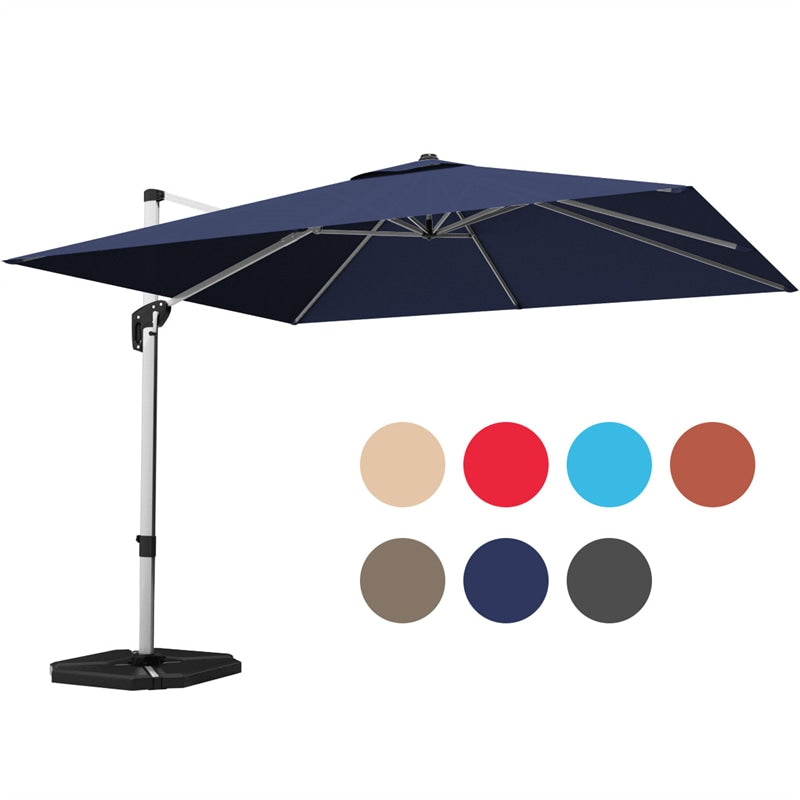 10 Ft Square Offset Patio Cantilever Umbrella with 360 Degree Tilt