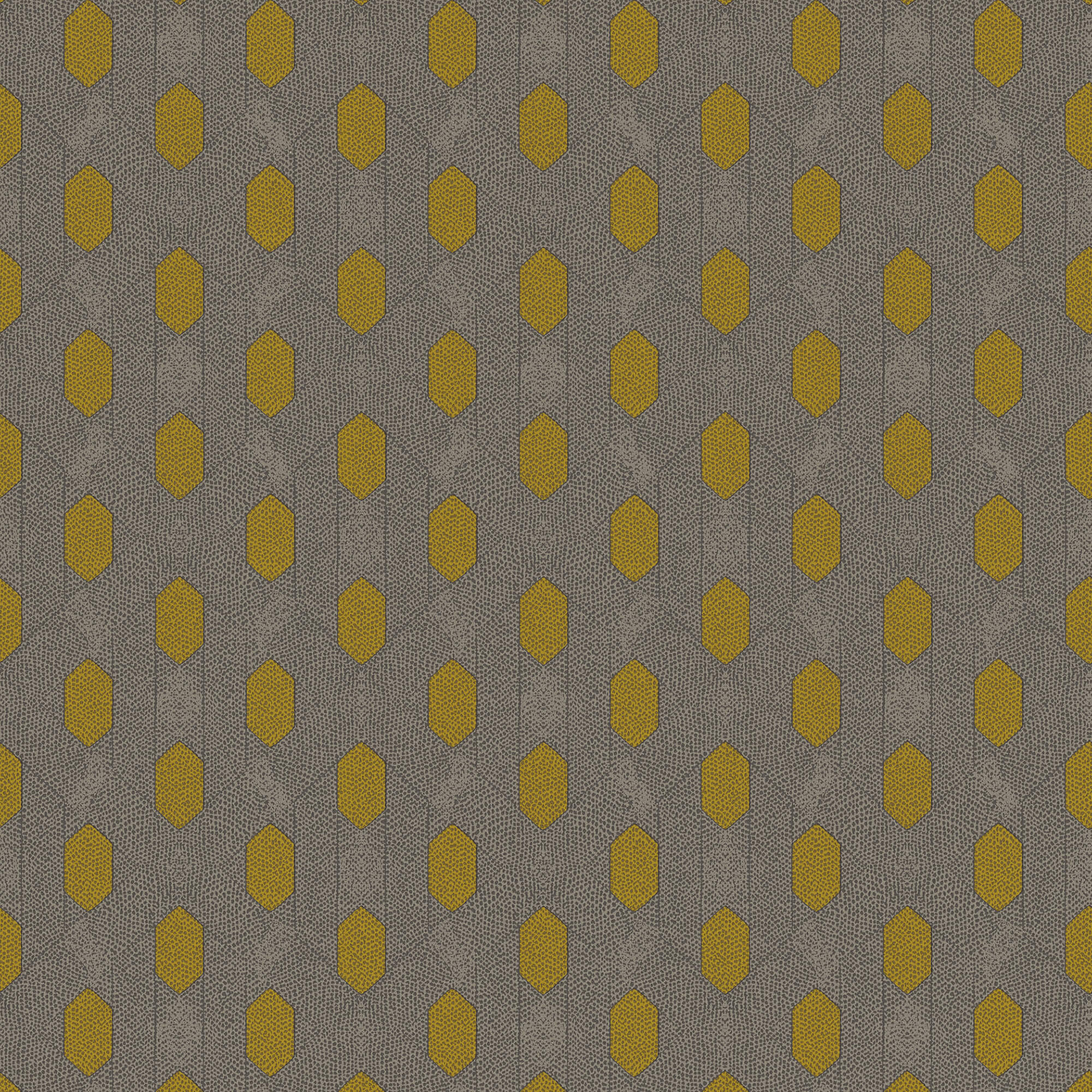 Art Deco Style Geometric Motif Wallpaper in Brown/Yellow/Grey from the Absolutely Chic Collection