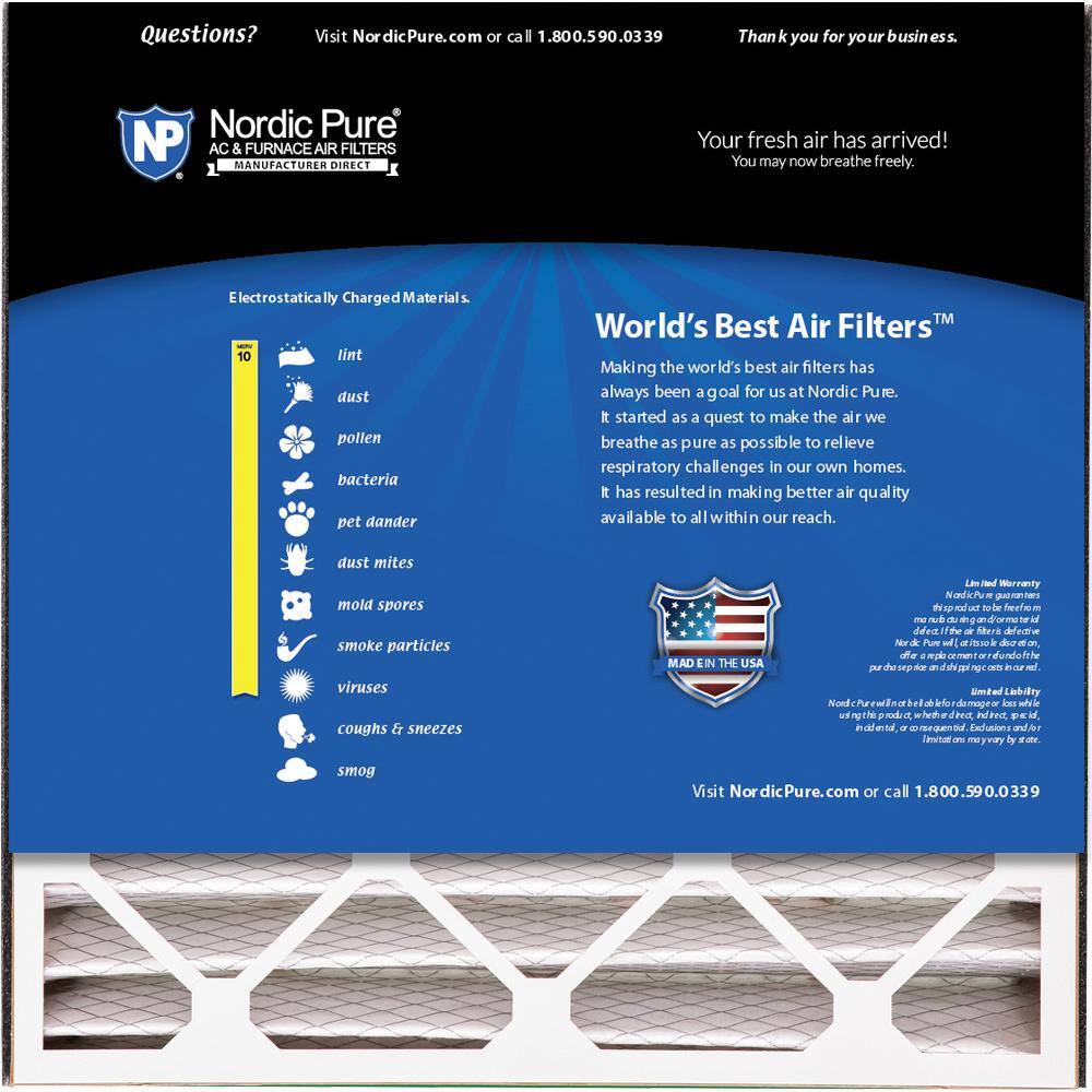 Nordic Pure 20 in. x 20 in. x 5 in. Air Bear Replacement MERV 10 Air Filter (1-Pack) 20x20x5ABM10-1