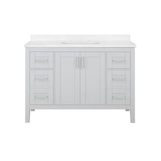 Home Decorators Collection Sepal 48 in. W x 21 in. D x 34.50 in. H Bath Vanity in Dove Grey with White Cultured Marble Top Sepal 48G