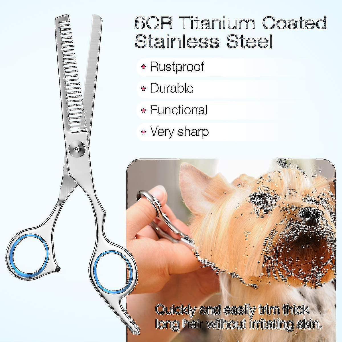 Dog Grooming Scissors Kit， Professional Safety Thinning Shears Comb