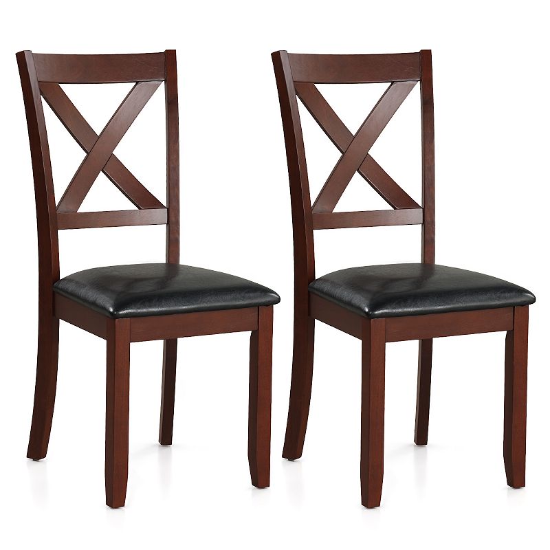 Set Of 2 Wooden Kitchen Dining Chair With Padded Seat And Rubber Wood Legs-black