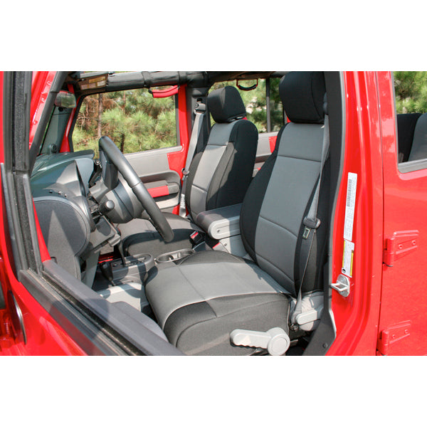 Rugged Ridge 13215.09 Seat Cover Kit， Front， Neoprene， Black/Gray; 11-18 Jeep Wrangler