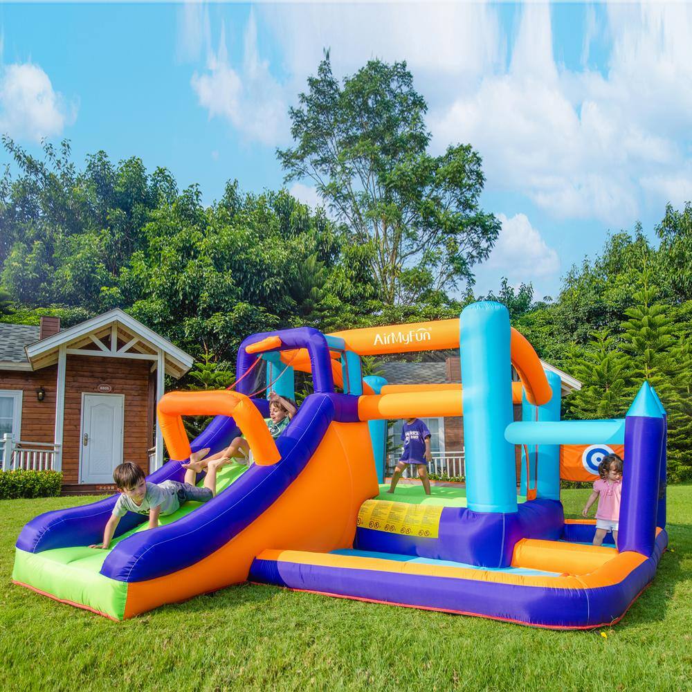 dubbin Large Inflatable Bounce House with Basketball Hoop Dart Target and Huge Jumping Area with 450 Watt Blower FXINC-A004