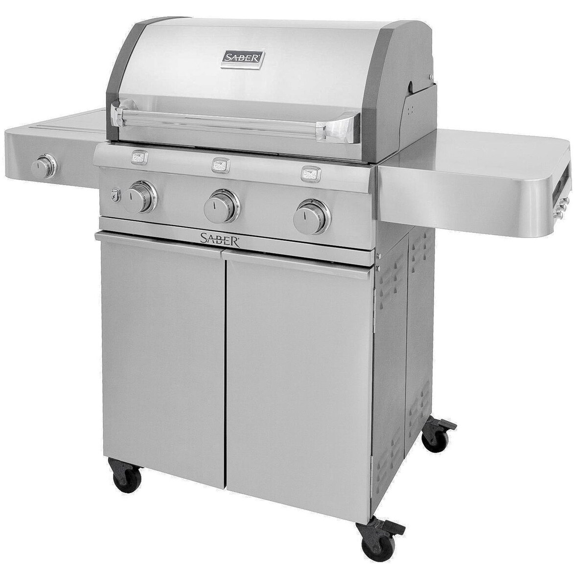 Saber Deluxe Stainless 500 32-Inch 3-Burner Infrared Propane Gas Grill With Side Burner