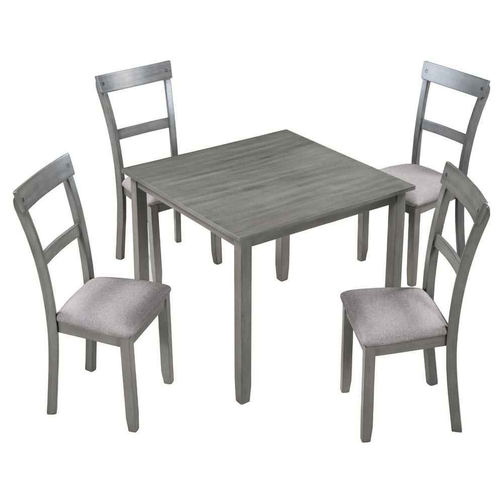 Harper  Bright Designs Light Gray 5-Piece Industrial Wooden Dining Sets ST000010AAN